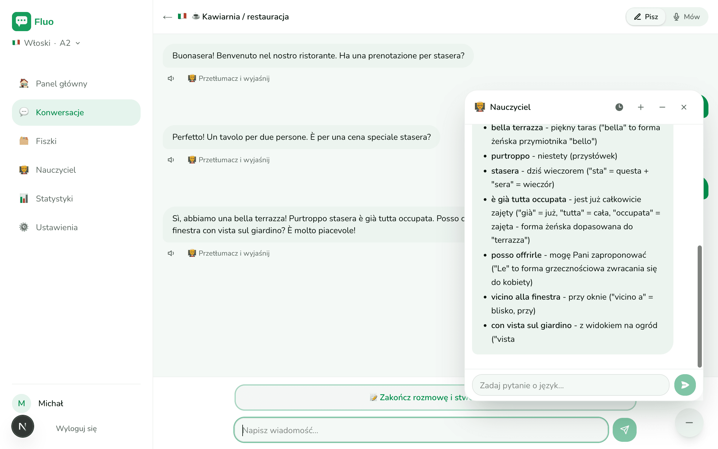 Nauczyciel wyjaśnia i tworzy fiszki